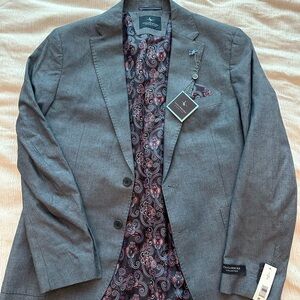 Tailorbyrd Charcoal Blazer with Paisley Lining